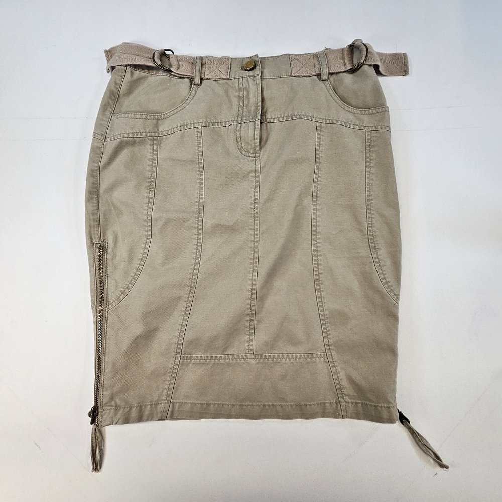 Anthropologie Essential Antwerp Women’s Mid length Khaki Cargo Skirt Sz 38